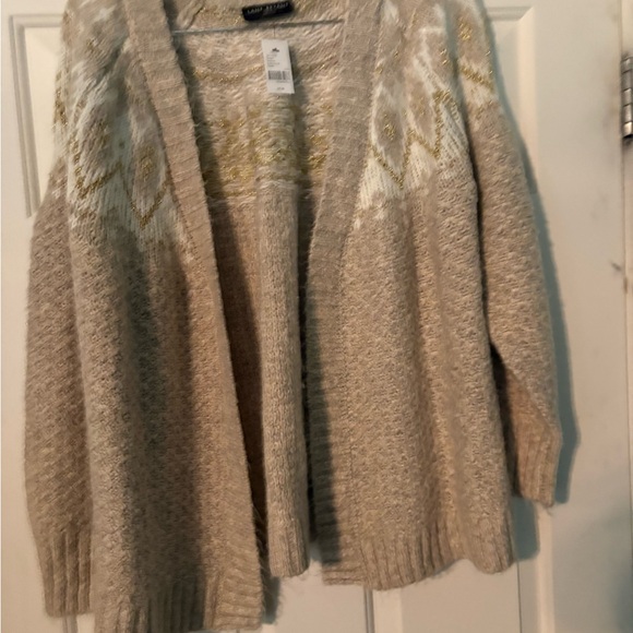 Lane Bryant Beige and Gold Cardigan Sweater NWT - Picture 1 of 3
